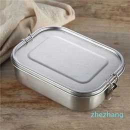 Din sets Sets Creatieve roestvrijstalen lunchbox enkele laag Volwassen keukencontainer verzegelde lekbestendige Bento rechthoekige lunch