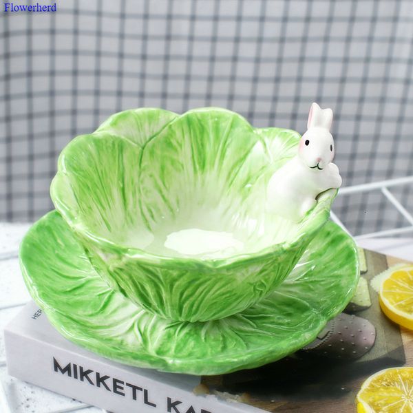 Ensembles de vaisselle mignon de dessin animé animal dessiné en céramique pour enfants de table de table de bol de salade de fruits en céramique bol de bol de la vaisselle en porcelaine 221203