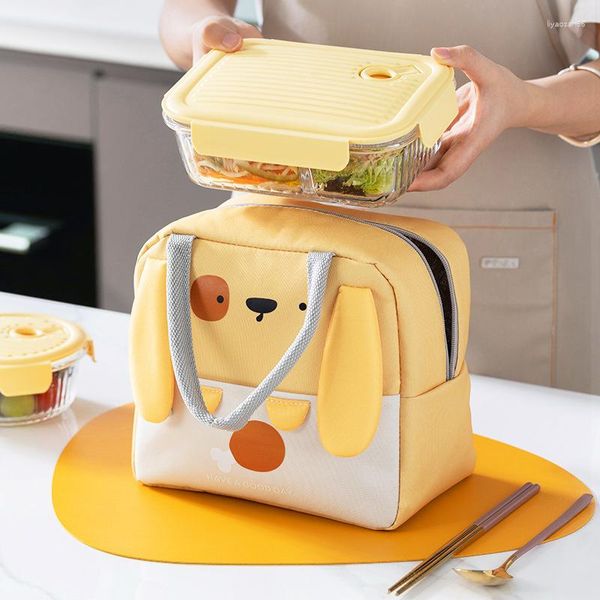 Ensembles de vaisselle mignon Portable sac à déjeuner dessin animé thermique pique-nique fournitures sacs pour femmes fille enfants étanche Kawaii Bento