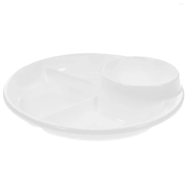 Ensembles de vaisselle Couverts Compartiment Assiette Petit-déjeuner Plateau Exquis En Plastique Déjeuner Assiettes Grille Ménage Pratique Blanc Simple Bébé