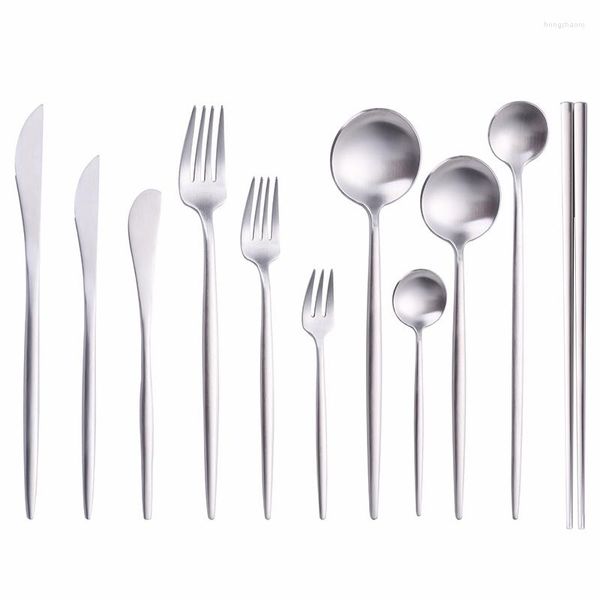 Ensembles de vaisselle ensemble de couverts acier inoxydable argent Dessert vaisselle occidentale café thé cuillère ustensiles cuisine fête goutte