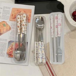Ensembles de vaisselle Cuillère à dessert Style Instagram unique Portable Facile à nettoyer Une manière amusante Profitez des fournitures pour étudiants Couverts en acier inoxydable