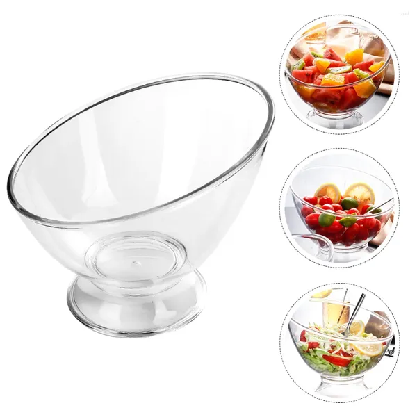 Ensembles de vaisselle Bol à salade diagonale Accessoire de crème glacée Fruits transparents Multi-fonction Dessert Ménage Trifle Assiettes en plastique transparent