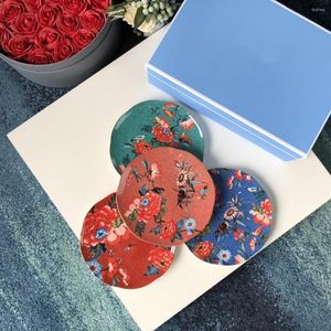 Juegos de vajilla Plato de cena Juego de regalo Hueso China 21 cm Peonía rica Rojo Azul Verde Rosa Caja de embalaje