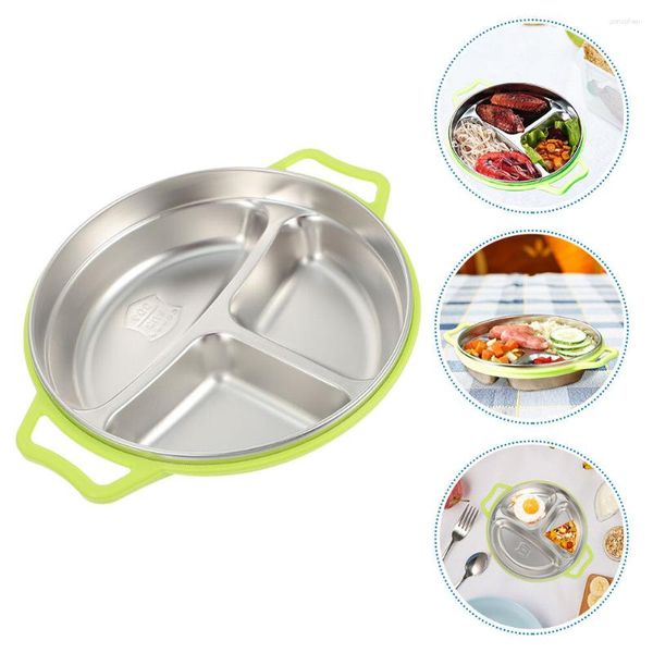 Ensembles de vaisselle Assiette à dîner Vaisselle en acier inoxydable Boîte à bento Plateau divisé Assiettes pour bébé Déjeuner