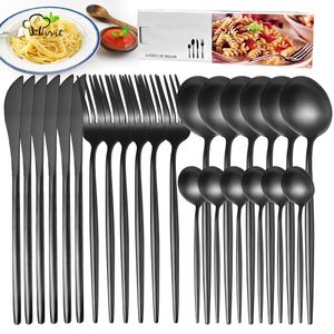 Dijkartikelen Sets Dinware Fork Kniften Setsset 4-24pcs Bestek Set Kitchen Zilverwerk Flatware Tabree voor Home Restaurant Steak Kniple Lepel 230518