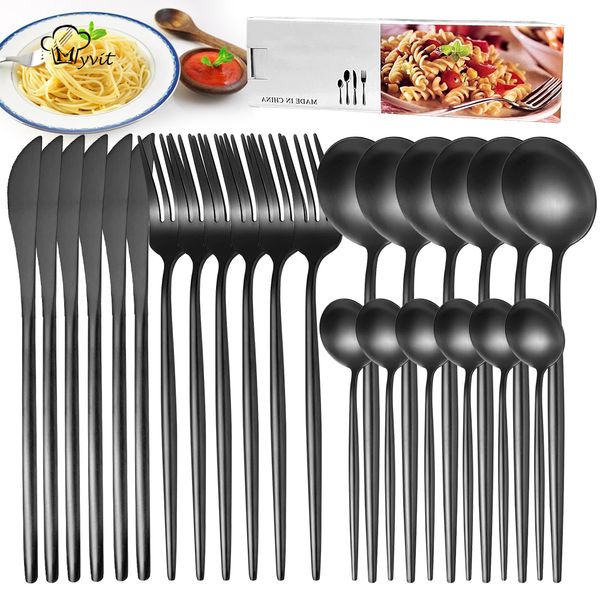 Ensembles de vaisselle Vaisselle Fourchette Couteau setSet 424pcs Couverts Cuisine Argenterie Couverts Vaisselle pour Maison Restaurant Steak Couteau Cuillère 230517