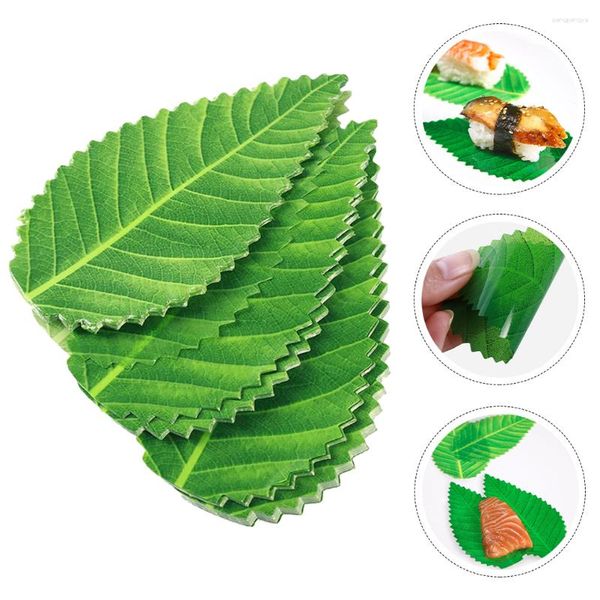 Ensembles de vaisselle affichage Sushi plaque orner plastique feuilles décor Sashimi tapis feuille artificielle ornement herbe fausses décorations hawaïennes