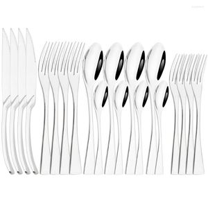 Juegos de vajilla Drmfiy 20pcs Siltle Waterware Set Western 18/10 Cena de acero inoxidable Spoons Cutlery Catwinking