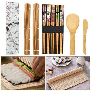 Ensembles de vaisselle Ensemble de bricolage durable Sushi 10 pièces Baguettes de volet de rideau en rouleau de bambou
