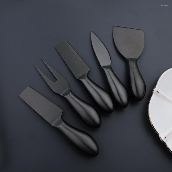 Juegos de vajilla Durtens, 1 Uds., cubiertos de acero inoxidable, cuchillo para queso, herramientas para hornear, tenedor, cubiertos, utensilios de cocina negros mate de estilo Vintage