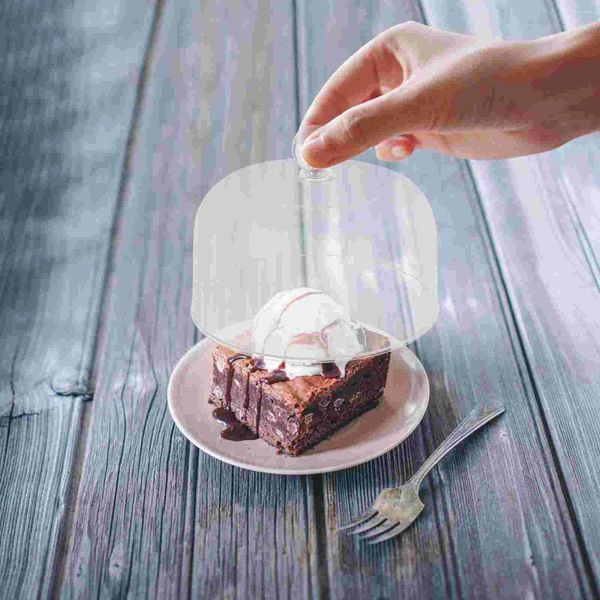 Ensembles de vaisselle couvercle anti-poussière verres en plastique Transparent plat à gâteau ménage couvercle en forme de dôme parapluie de maison Transparent rond