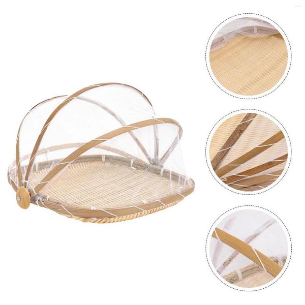 Set di stoviglie Paletta Cesto di bambù Frutta Piatto protettivo Copertura affidabile Conservazione in rattan Cucina per tessitura