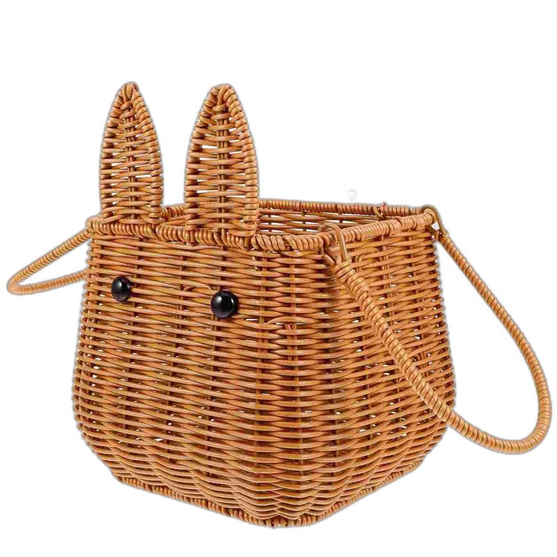 Dinnerware Sets Easter Egg Basket Picnic With Handle Gift Decorative Flower Woven Storage Ribbon