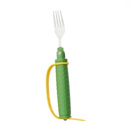 Set sets Easy Grip Lepel Fork met siliconenhouder Universal Anti Slip Shaking Roestvrij stalen verzorgingsgerei voor het eten van ouderen