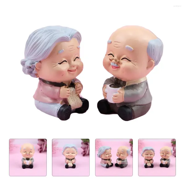 Conjuntos de vajilla Figuras de pareja de ancianos Adornos de abuela de anciano Decoraciones de automóviles Adornos de pastel de resina