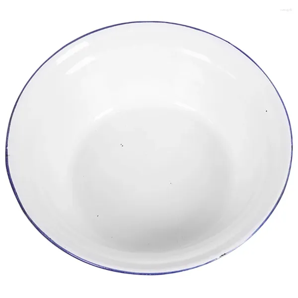 Ensembles de vaisselle bol en émail Vintage bassin en émail bord bleu 22Cm service de salade rond bols à soupe de Style chinois mélange de nouilles