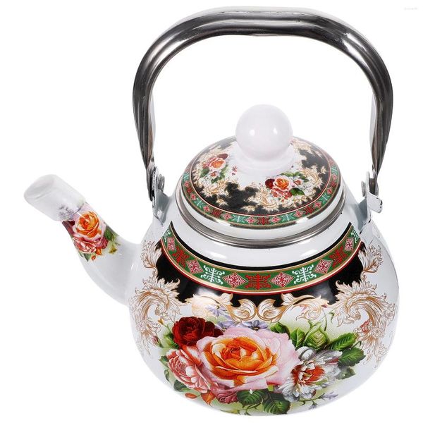Ensemble de vaisselle en émail Pot Retro Tea Toettle Stoveetop Teakettle Pitcher Kettles Loose Decorative Teapot pour