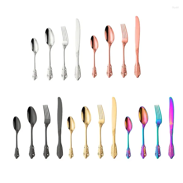 Juegos de vajilla Ergonómicos de acero inoxidable Juego elegante de primera calidad Utensilios de cocina de lujo Cubiertos sofisticados y duraderos