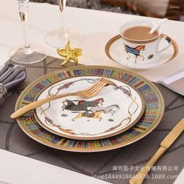 Ensembles de vaisselle Vaisselle en céramique européenne Assiette à steak Western Sample Room Size Set El Supplies Porcelaine