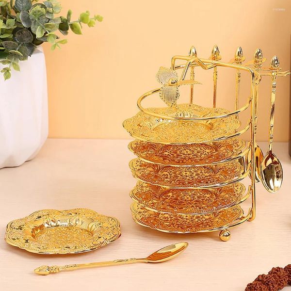 Ensembles de vaisselle Assiette à gâteau en fer européenne Festables Plateaux à dessert Assiettes de service pour les fêtes Snack Display Set Tier Cupcake Stand Stands