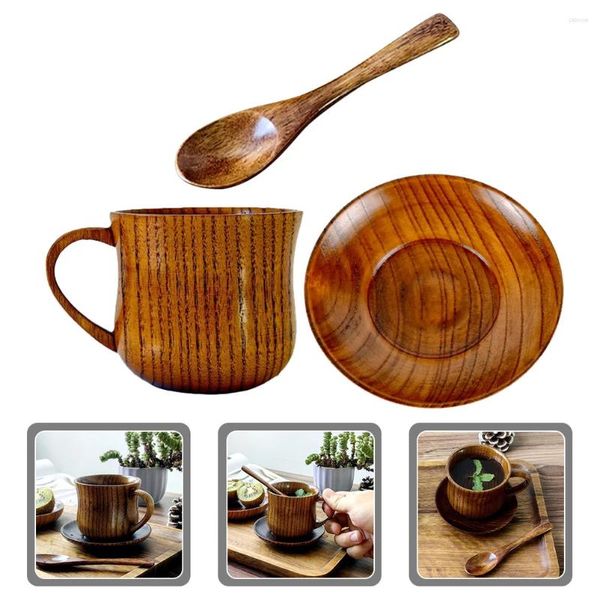 Juegos de vajilla exquisito taza de café para el hogar de madera de madera para bebidas para el hogar decorativo tañera simple bebida bebida vasos