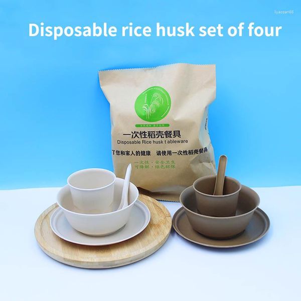 Conjuntos de vajillas Cena familiar para acampar al aire libre Camiseta de arroz desechable Restaurante chino Restaurante chino Set 20 paquetes