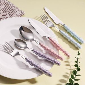 Ensembles de vaisselle de mode Perle Cutlery Perle 18/10 Créativité en acier inoxydable Doucware coloré 304 Couteau à couteau cuillère