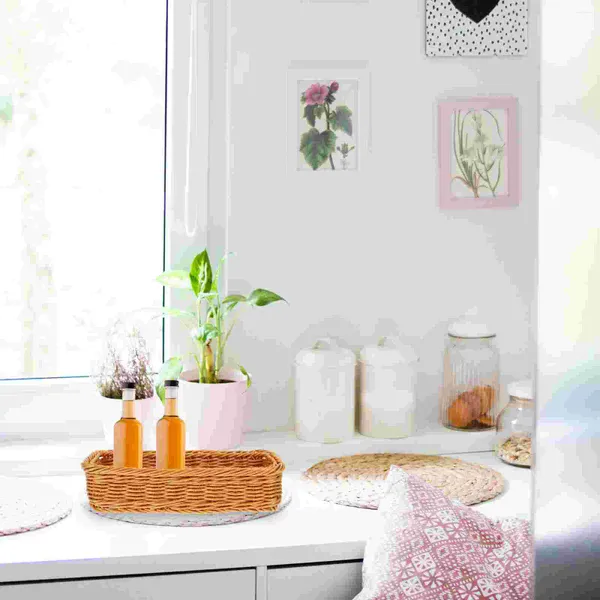 Ensembles de vaisselle Panier de fleurs Assaisonnement Pot Boîte de rangement Tissé Seagrass Papier toilette Plastique Style rural