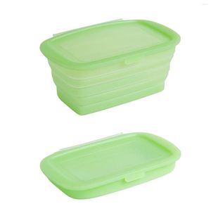 Ensembles de vaisselle Pliable Silicone Conteneur De Stockage Clear Grade Safe Bento Box Congélateur Lave-vaisselle Micro-ondes