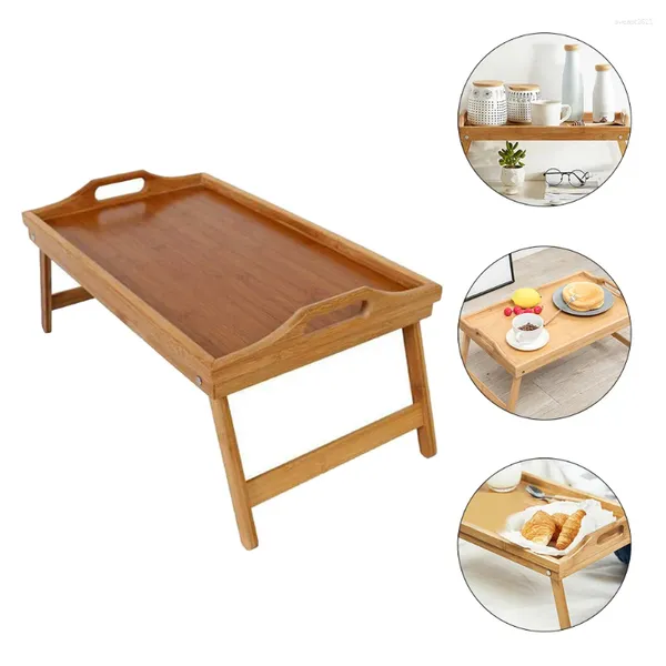 Ensembles de vaisselle Plateau de pied pliant Table d'ordinateur portable Pliable Bambou Bureau Lit Écriture pour la maison Ordinateur stable Chambre d'étude des aînés