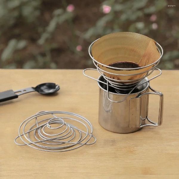 Conjuntos de vajillas Plegable Filtro de café al aire libre Filtros reutilizables Cestas de goteo Camping Picnic Vajilla1