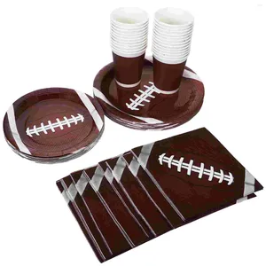 Juegos de vajilla, plato de papel de fútbol, decoraciones para fiesta de Rugby, vajilla decorativa, suministros, servilletas, accesorios únicos, pañuelos de cumpleaños