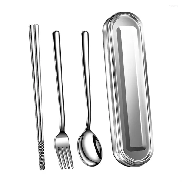 Ensembles de vaisselle pour les baguettes de voyage des travailleurs Set Fork Spoon Remplacement léger Couleur en argent 1 accessoires outil de cuisine