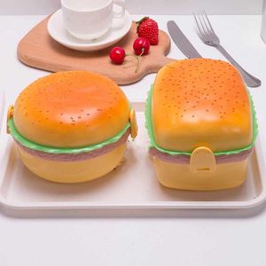 Ensembles de vaisselle Fourchette Hamburger Boîte à lunch Micro-ondes Mignon Burger Bento Conteneur