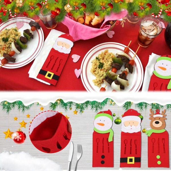 Ensembles de vaisselle Couvoirs de Snowman Fork pour la cuisine Table des ensembles de Noël Santa et Room Home Textiles