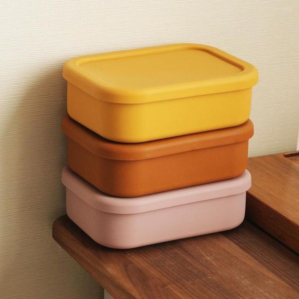 Juegos de vajilla, caja de almuerzo resistente para mantenimiento fresco, cajas Bento para ensalada y fruta, contenedor de silicona resistente al calor, suministros para el hogar