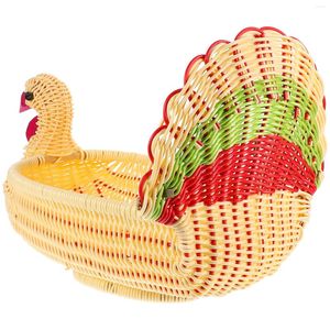 Ensemble de vaisselle panier de panier de fruits Imitation Paniers en rotin pour porte-pain Conteneur de dinde Forme de dinde cuisine ménage