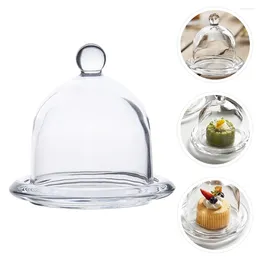 Ensembles de vaisselle bac à gâteau en verre avec dôme Service plateau clairs décoratif du serveur de cuisine Affichage pour les pâtisseries