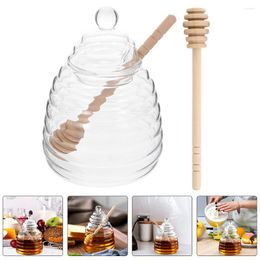 Dijksiesets glas honing jar pot siroop dispenser jam container praktisch handig huisdeksel