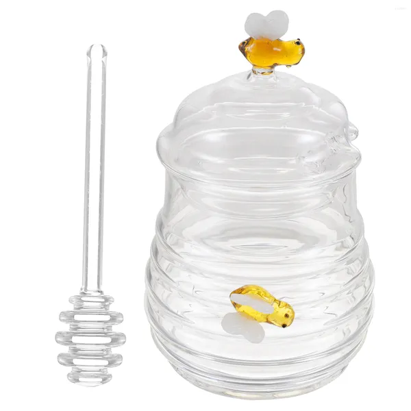 Ensembles de vaisselle Pot de miel en verre Pot de Terrarium maison récipient transparent distributeur de sirop ménager pas de cuisine goutte à goutte