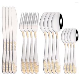 Conjuntos de vajilla Vajilla chapada en oro Juego de cubiertos Cubiertos de lujo Cuchillo de acero inoxidable Tenedor Cuchara Royal Western Silverware