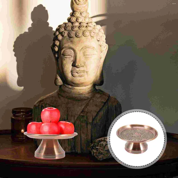 Conjuntos de vajilla Bandejas para servir de oro Platos con patas Bandeja de fruta budista Ofrenda Tazón Plato de tributo Postre Plato para refrigerios Buda