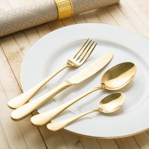 Ensemble de vaisselle Golden en acier inoxydable Steak Knife Fork Spoon Dessert European Home Western Western Table Send