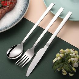 Diny Sets Heyi Spoon Mes Fork Set 304 roestvrijstalen bestek Koreaans met vierkante handvat Western Hy