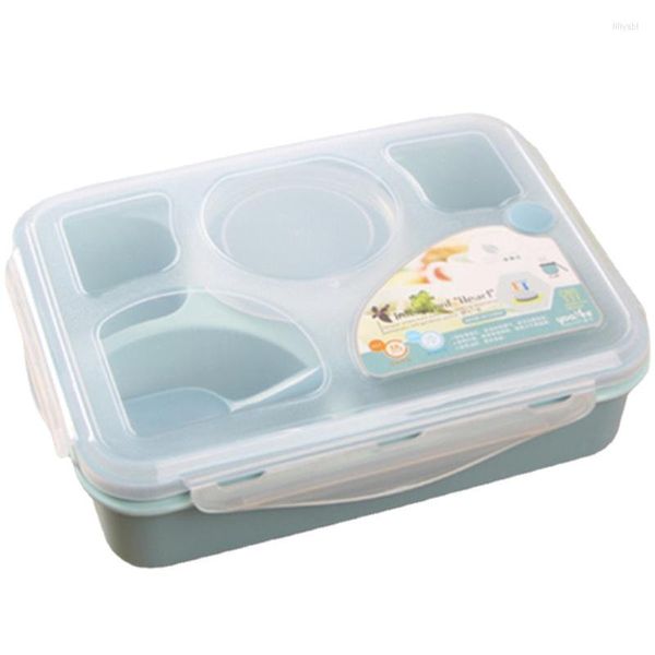 Ensembles de vaisselle HF 5 cellules 1000 ml étanche en plastique sain boîte à lunch durable adultes dame enfant boîte à lunch micro-ondes bento respectueux de l'environnement