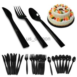 Vaisselle Ensembles Vente Chaude 20 Pcs Noir PP En Plastique Ustensiles Couteau Cuillère Fourchette Jetable Couverts Vaisselle Racing Anniversaire BBQ Fête Fournitures x0703