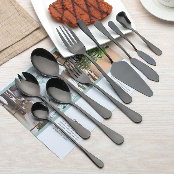 Ensembles de vaisselle ménage noir Western couteau fourchette cuillère ensemble vaisselle en acier inoxydable 10 pièces El ustensiles