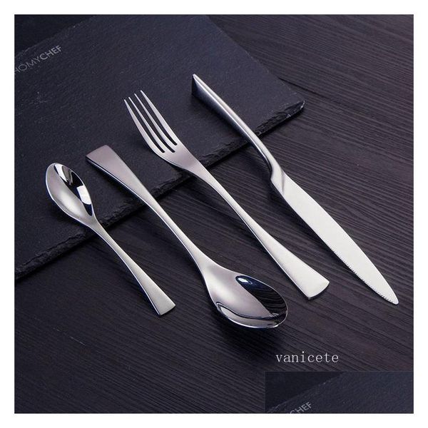 Ensembles de vaisselle Couteau et fourchette en acier inoxydable de ménage Ensemble de vaisselle Couteaux à steak de cuisine / Fourchette Cuillère El Fournitures LT228 Livraison directe Ho Dhhza