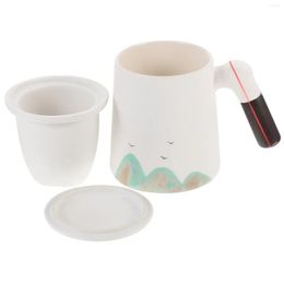 Ensembles de vaisselle Ménage Manche en bois Tasse à thé Bureau Verres à boire Céramique Portable Tasse à café Livraison directe Maison Jardin Cuisine Othzl